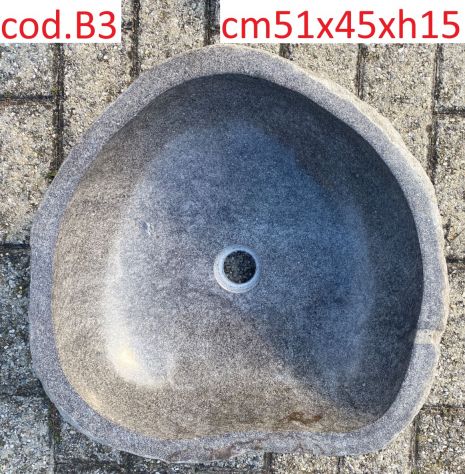 Lavabo lavandino da appoggio in pietra sasso di fiume 2 - Foto 4