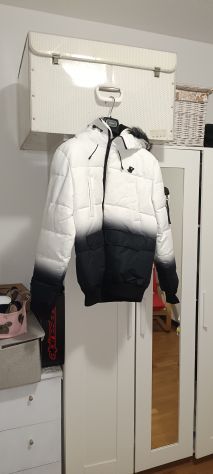 Piumino Bomber SikSilk Sfumato Bianco/Nero con Cappuccio - Taglia L - Foto 4