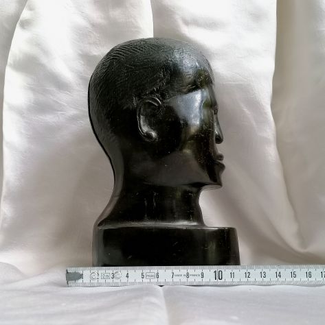 ANTICA TESTA VIRILE IN EBANO, AFRICA ORIGINALE EPOCA ANNI TRENTA. - Foto 9