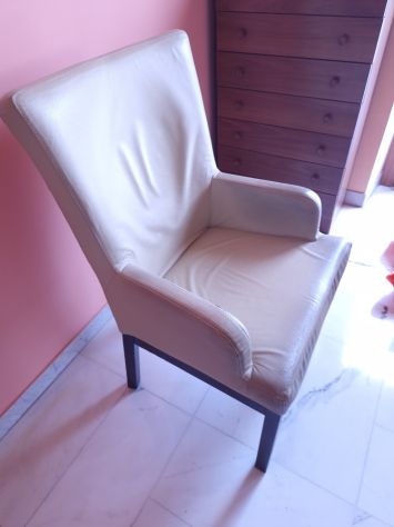 Poltrona in pelle bianco panna - USATA - Foto 4