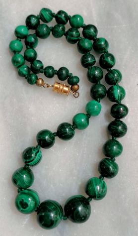 ANTICA BELLA COLLANA SCALARE IN AUTENTICA MALACHITE, 1960 CIRCA. - Foto 8