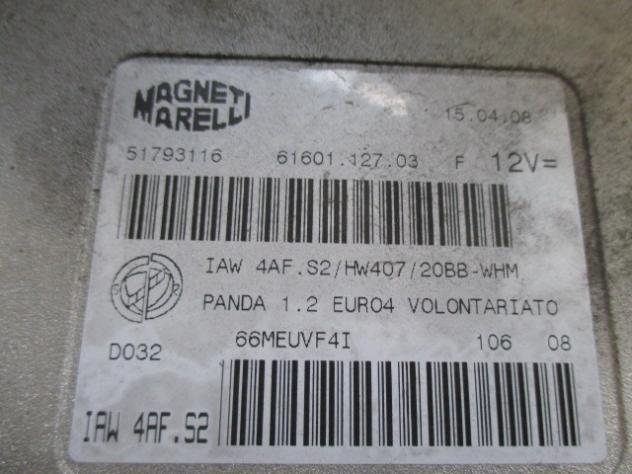080420021055 KIT ACCENSIONE AVVIAMENTO FIAT PANDA 1.2 B 44KW 5P 5P (2008) RICAMBIO USATO 601027500 51793116 - Foto 3