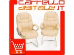 COPPIA DI POLTRONCINE UFFICIO OSPITE IN ECOPELLE BEIGE - MODELLO SILKY - NUOVA