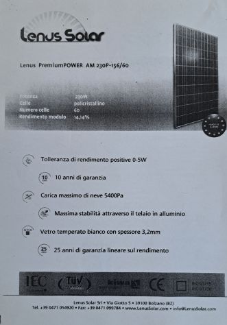Pannelli Fotovoltaico 230 Wp Modulo Policristallino Pannello - Foto 8