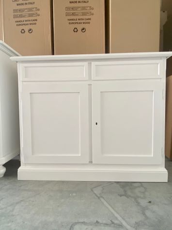 NUOVA CREDENZA 2 ANTE 2 CASSETTI DI VERO LEGNO IN FINITURA BIANCO LACCATO - Foto 10