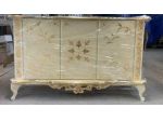 Credenza con fiori stile barocco classico avorio e foglia oro