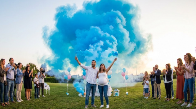 SMOKE BOMBS baby shower GENDER REVEAL