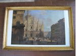Antico quadro con stampa del Duomo nell’800 di Migliara