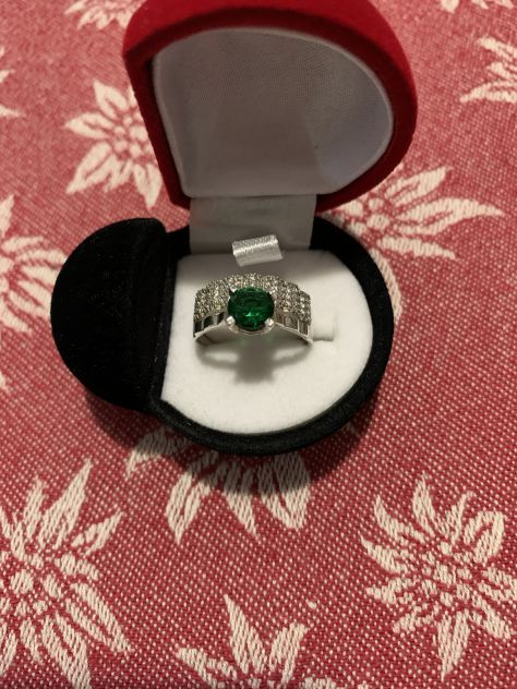 Anelli in argento 925 placato rodio con simulante diamante - Foto 3