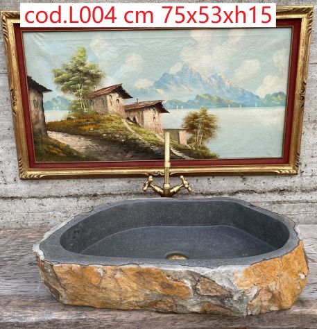 Grande lavabo lavandino bagno in pietra basalto - Foto 6