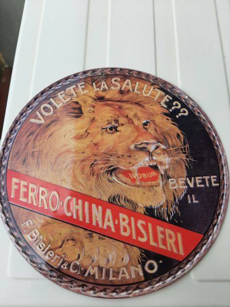 INSEGNA FERRO CHINA BISLERI TARGA IN RILIEVO