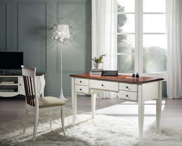 Scrivania Napoli 5 Cassetti Arredamento Shabby Chic Laccato cod 7504 - Foto 2