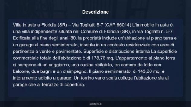 Immobile in asta di 178 m² con più di 5 locali e box auto in vendita a Floridia - Foto 5