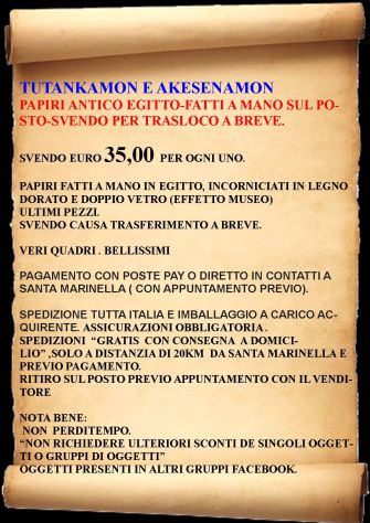 TUTANKAMON E AKESENAMON PAPIRI ANTICO EGITTO-FATTI A MANO SUL POSTO- - Foto 5