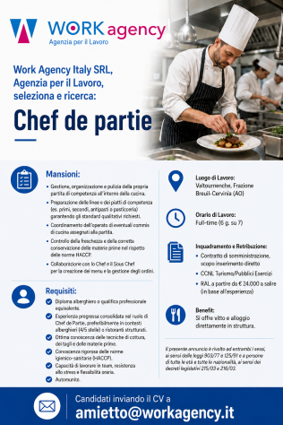 Chef de Partie - Vitto e Alloggio