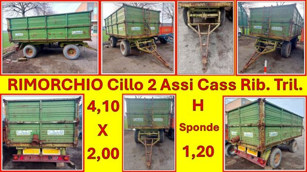 Rimorchio Agricolo Cillo 2 Assi Cassone Ribalt. Trilaterale