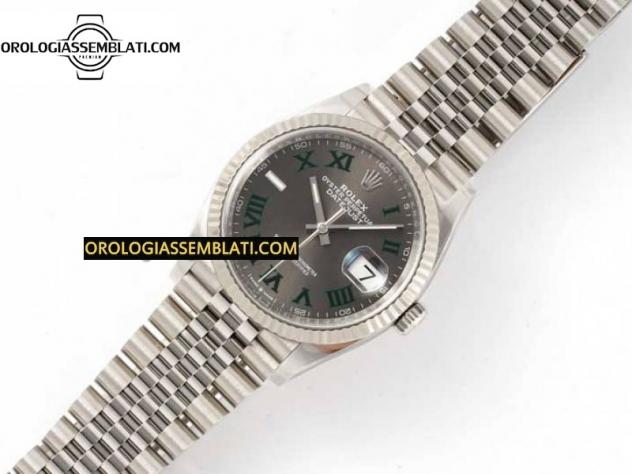 Rolex Replica DATEJUST 36 126234 1:1 BEST EDITION 904L ACCIAIO GRIGIO QUADRANTE VERDE INDICI ROMANI SUL BRACCIALETTO JUBILEE 3235 - Foto 10