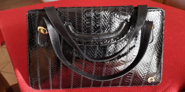 Borsa vera pelle nera coccodrillo - Foto 4