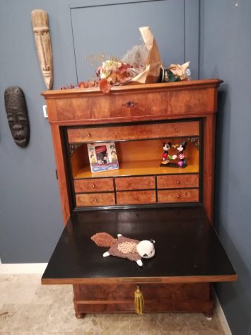 SECRETAIRE RIBALTA RADICA NOCE ORIGINALE EPOCA VENEZIA 1870 PERFETTO RESTAURATO - Foto 9