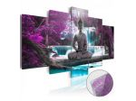 Quadro Con Vetro Acrilico Buddha Tra I Fiori Cm.100x50 E 200x100
