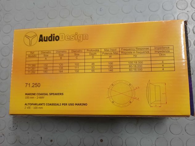 COPPIA ALTOPARLANTI AUDIODESIGN 100WATTS ART. 71.250 - Foto 5