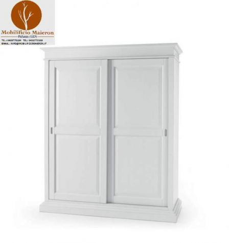 Mobili Rustici Bari Armadio in Legno 2 Ante Scorrevoli Bianco Nuovo cod 664