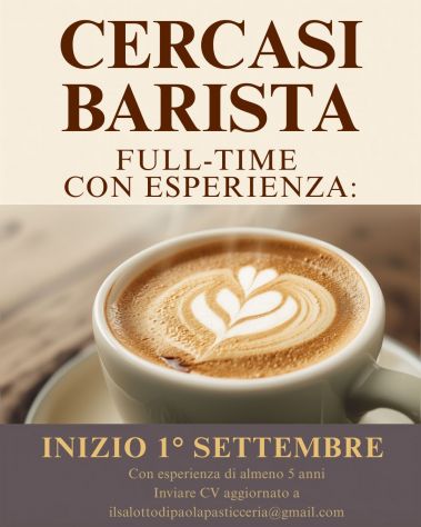 BARISTA CON ESPERIENZA dal 1° SETTEMBRE 2026