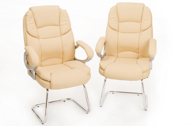 COPPIA DI POLTRONCINE UFFICIO OSPITE IN ECOPELLE BEIGE - MODELLO SILKY - NUOVA - Foto 5