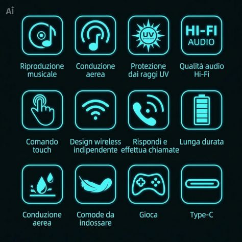 Occhiali Smart Bluetooth Ascolta Musica e Rispondi alle Chiamate (Nero) - Foto 5