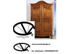 Armadio 2 porte cornice curva, zoccolo sagomato e ante specchiettate. L.125 P.6