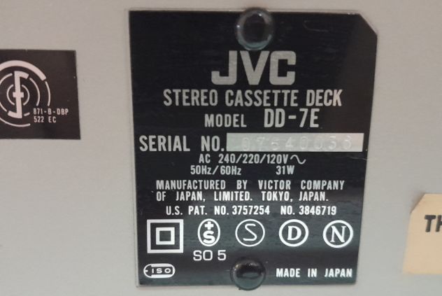 Piastra A Cassette audio JVC stereo deck model DD-7E VINTAGE non funzionante. - Foto 8