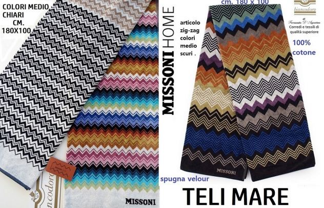TELI MARE MISSONI 3 modelli cm. 180 x 100