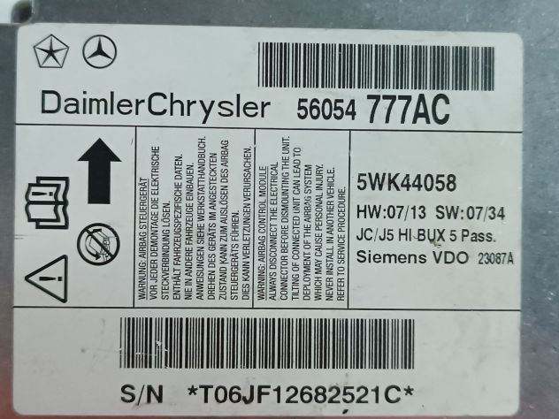 Dodge journey centralina Airbag 56054777AC / 5WK44058 - Foto 4