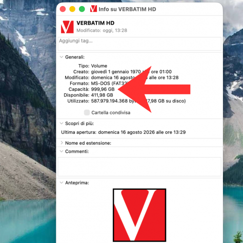 Pratico hard disk esterno da 1 TB, marca Verbatim - Foto 3