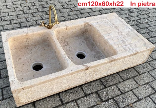 Lavello lavandino in pietra granito con giglio di Firenze 120 cm
