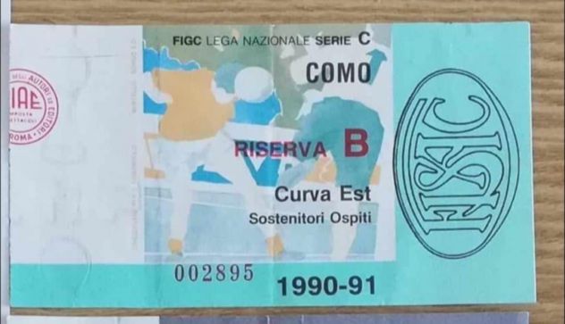 Biglietto stadio: Como - Riserva B campionato 1990-91 Serie C1