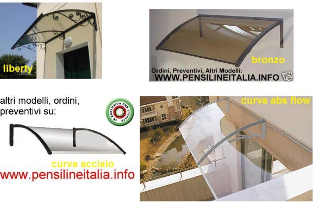 Pensilina Tettoia cappottina copriporta in policarbonato plexiglas