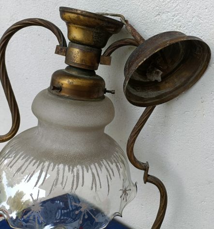 Vendo lampadari ottone/vetro decorati vintage - Foto 5