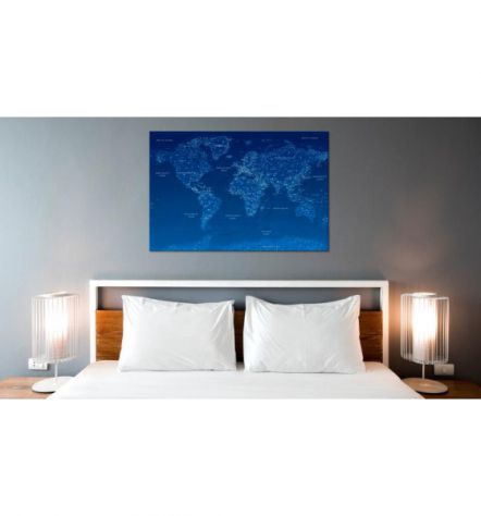 Quadro Di Sughero Mappamondo Blu Cm.120x80 E Cm.90x60 Arredalacasa - Foto 2