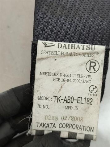 CINTURA DI SICUREZZA POSTERIORE DX DAIHATSU Terios 2° Serie TK-AB0-EL182 3SZVE (06) - Foto 3