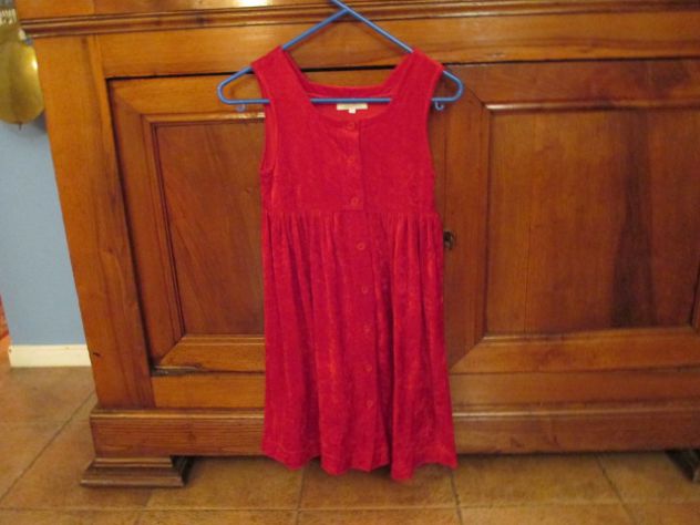 Abito bambina vellutino rosso scamiciato taglia 10 anni