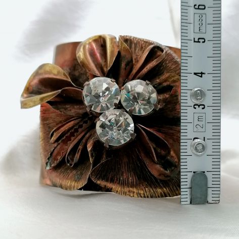 ANTICO BELLISSIMO BRACCIALE BIJOUX IN RAME E STRASS AUTENTICO EPOCA 1950. - Foto 8