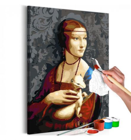 Quadro Fai Da Te 40x60 Cm. Dama Con L'ermellino ARREDALACASA Spedizione Gratis