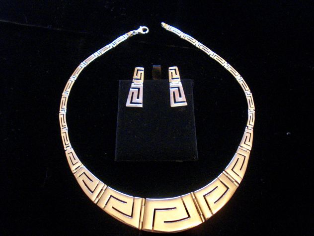 Collana con orecchini in argento 925 Sterling. Parure