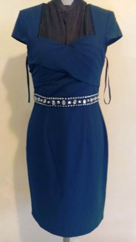 Abito corto blu Ashley Brooke tg 42 semi aderente con cintura in strass - Foto 7