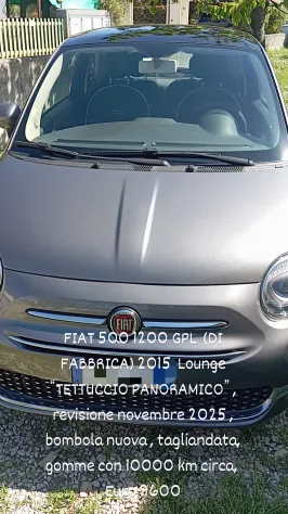 FIAT 500 1200 GPL (DI FABBRICA) Lounge “TETTUCCIO PANORAMICO”