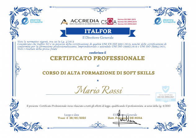 Corso online certificato UNI ISO 29994:2021 di Soft Skills - Foto 4
