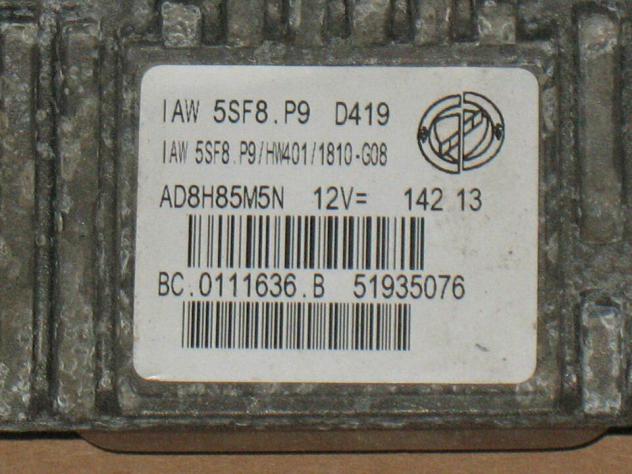 51935076 5SF8.P9 ECU PANDA LANCIA YPSILON1.2 51935076 IAW 5SF8.P9 HW401 - Foto 2