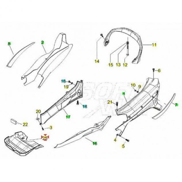 Chiusura inferiore spoiler Piaggio X8 e X EVO 623635 - Foto 3