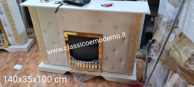 Camino da 140 cm ecopelle avorio oro elettrico con spedizione